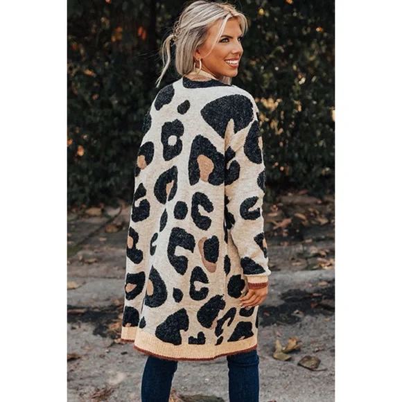 Leopard Print Midi Cardigan - Picture 2 of 4